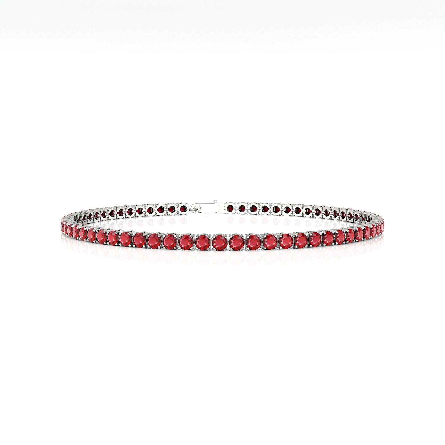 14K 18K Gold Natural Ruby 2mm Classic Tennis Bracelet Infinity Design Single Liner Stacking Jewelry Women's Wedding Gift