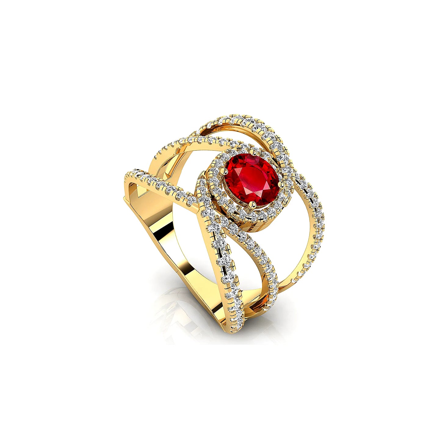 Elegant Design July Birthstone Lab Grown Ruby Gemstone & Diamond Cluster Prong Setting 18k Solid Rings Unique Wedding Gold Rings