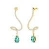 18K Solid Gold Dangle Drop Earring Lab Grown Paraiba Tourmaline Gemstone Real Diamonds Rhodium Plated Certified Wedding Earrings