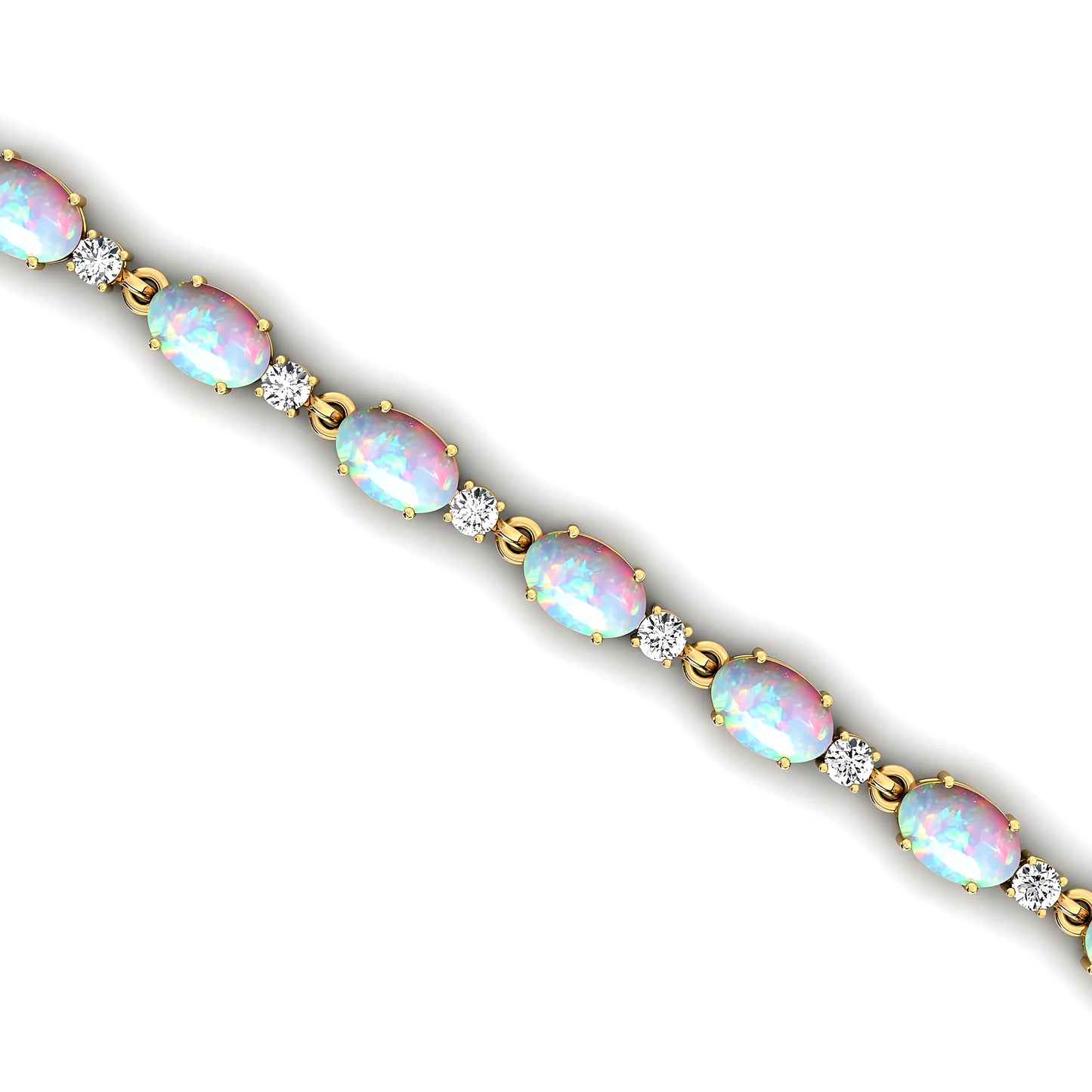 Natural Round Cut Ethiopian Opal 14K Gold Tennis Bracelet-Engagement Anniversary Gift & Party Fashion Jewelry