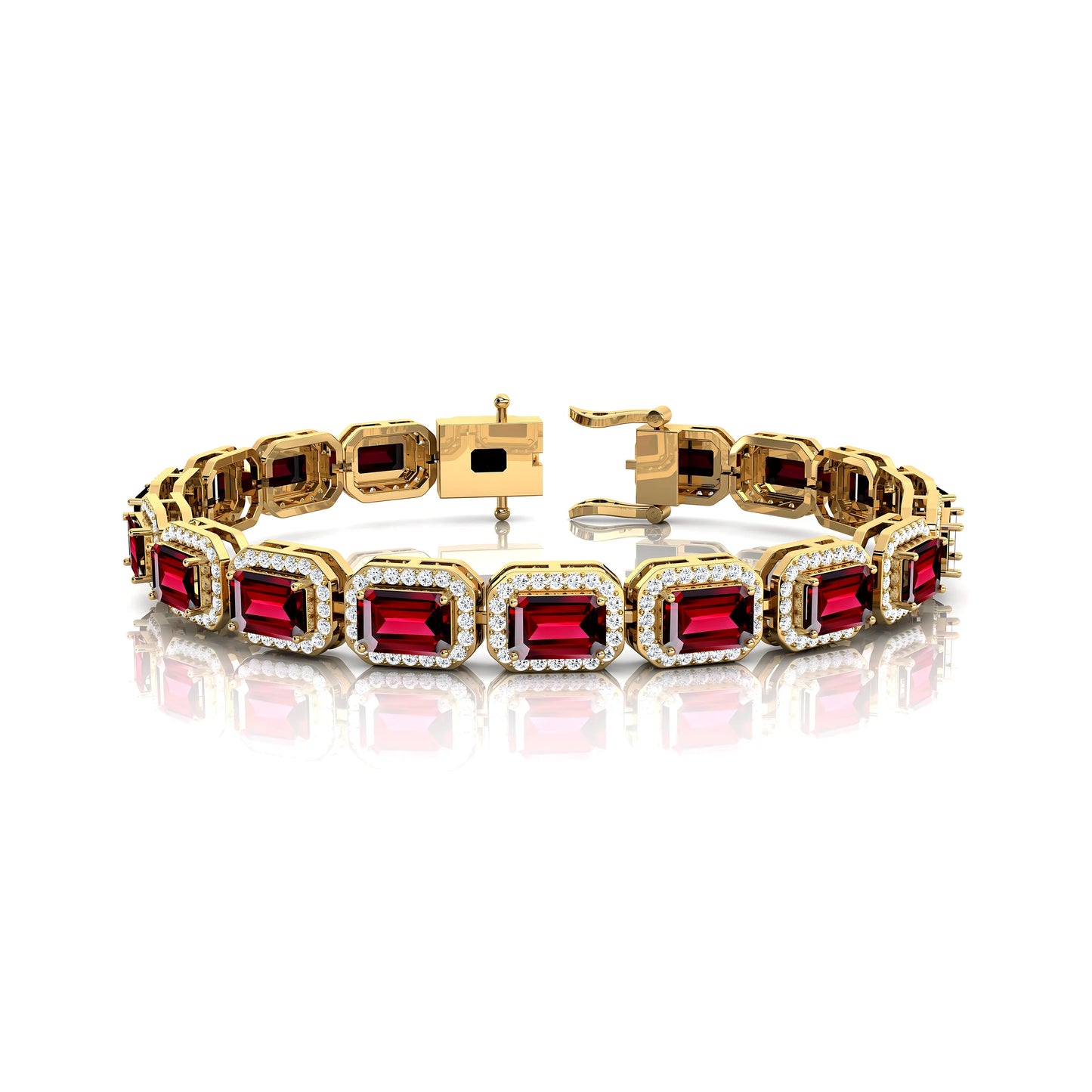 Premium Quality Trendy Luxury 14k Solid Gold Garnet Gemstone & Real Diamonds Tennis Bracelets for Men and Women Fine jewelry