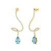 18k Solid Gold Trendy Long Dangling Drop Earrings Natural Aquamarine Gemstone & Real IGI Certified Diamonds Earrings For Her