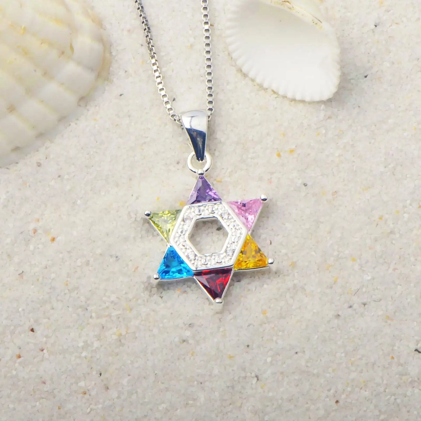 Hot Selling Six-pointed Star Zircon Necklace for Women, European and American Fashion Choker Chain Pendant Necklace
