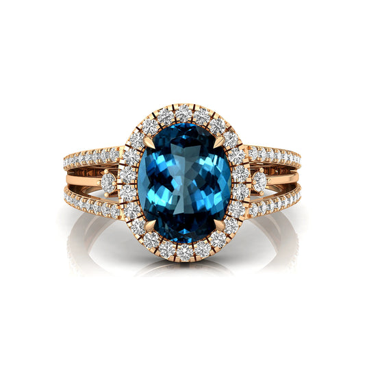 Beautiful London Blue Topaz 14k Solid Gold Wedding Engagement Classic Designer Custom Fine Jewelry Anniversary OEM Prong Setting
