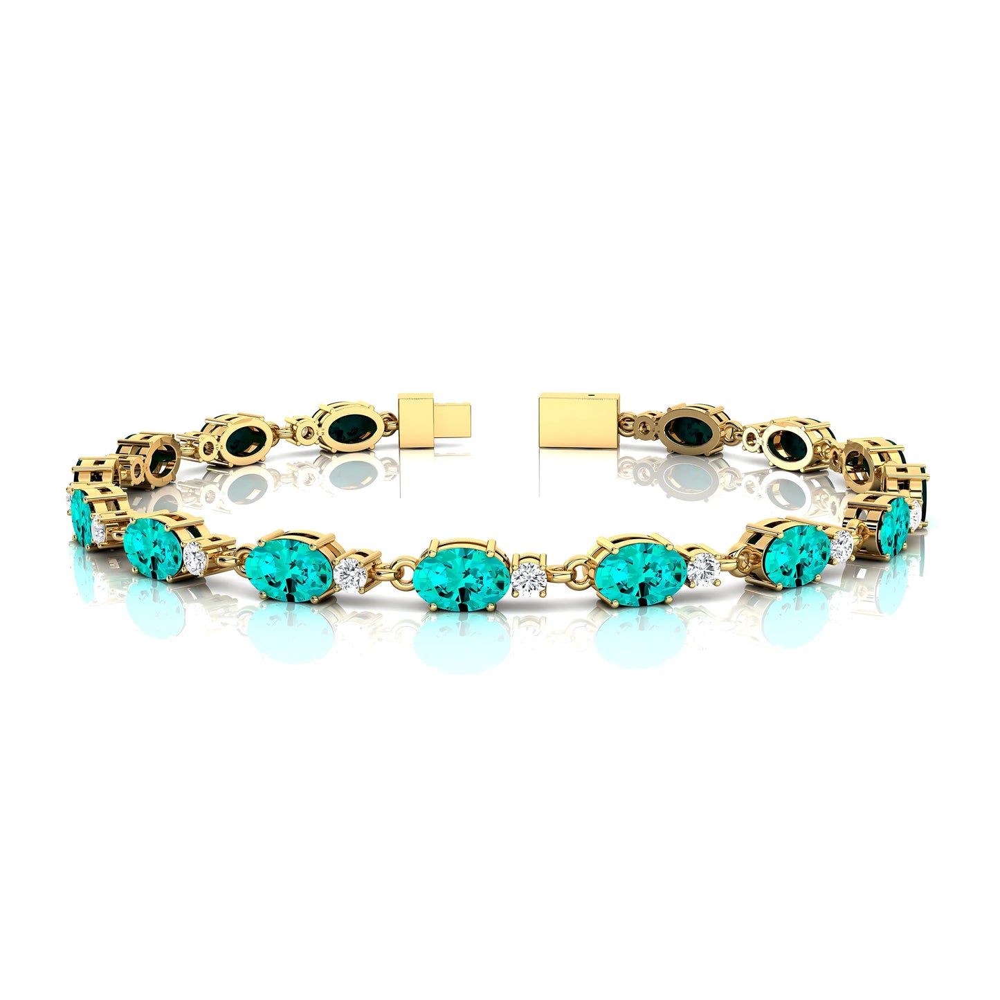 Luxurious 14K Gold Lab Grown Paraiba Tourmaline Tennis Bracelet 2025 Daily Wear Unisex Fine Jewelry Tourmaline Tennis Bracelets