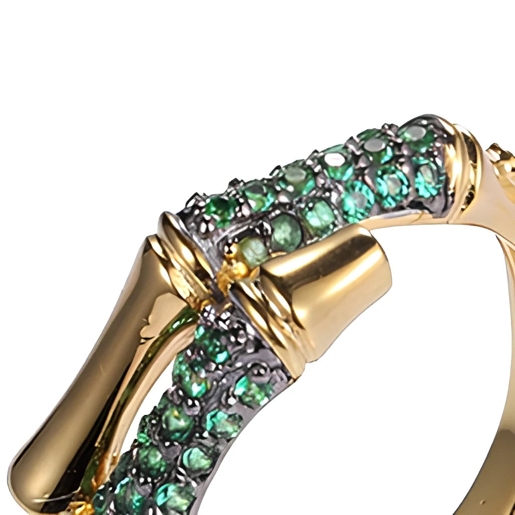 India Handmade Smooth Gold Plated 925 Sterling Silver Ring with Green Spinel