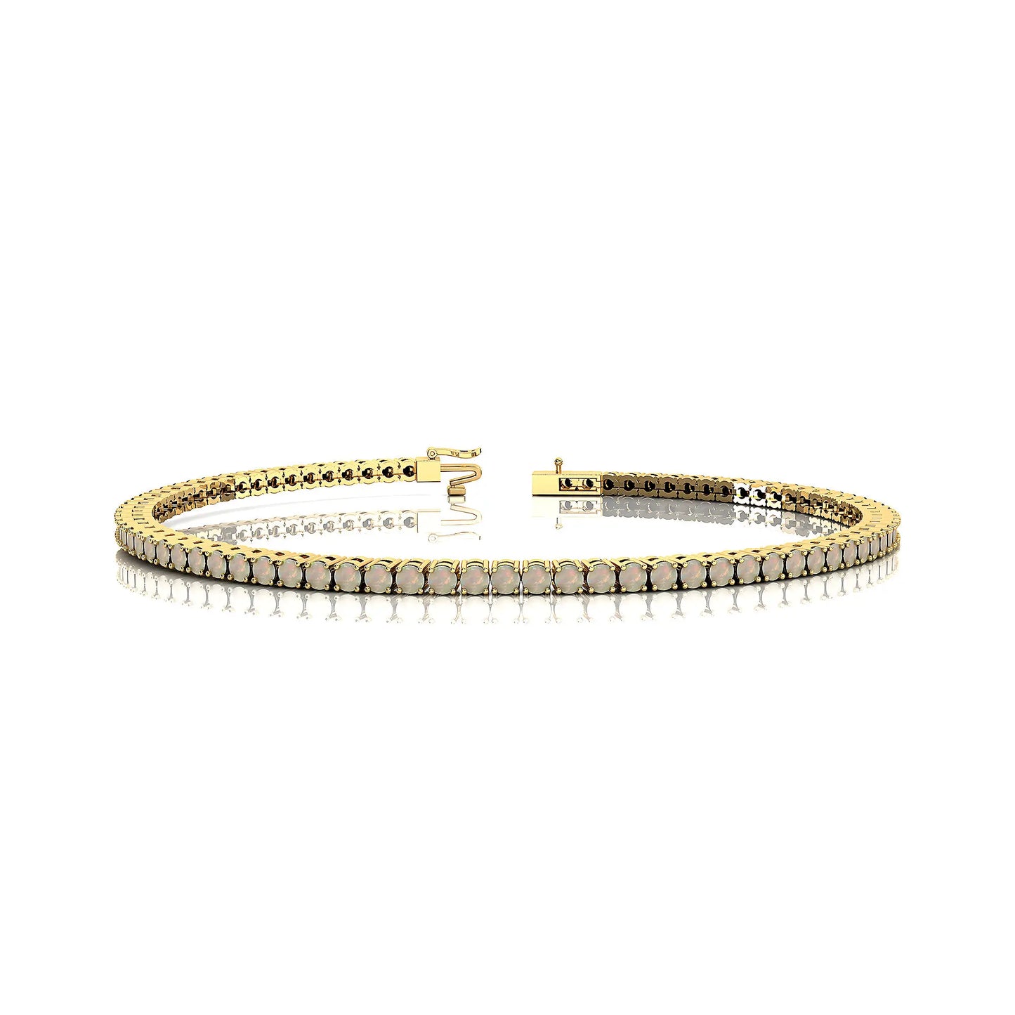 New Design 14k Solid Gold Natural Ethiopian Opal Tennis Chain Bracelets Women Gift Party Direct Wholesale Fine Jewelry