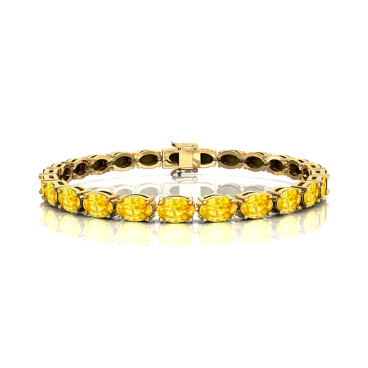 Hot Selling Trending Design Women's Tennis Bracelet Geometric Oval Shape Sparkling Yellow Sapphire Iced Out Tennis Bracelets RTS