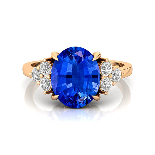 Luxurious 14k Solid Gold Lab Created Blue Sapphire Gemstone Real Diamonds Ring High Quality Fine Jewelry Classic Wedding Ring