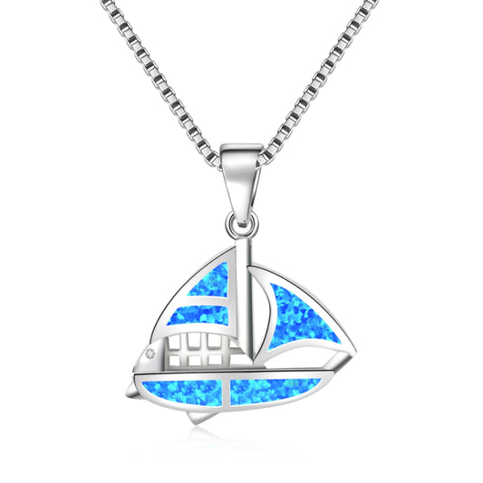 Aobao Silver Plated Copper Alloy Opal Minimalist Geometric Necklace
