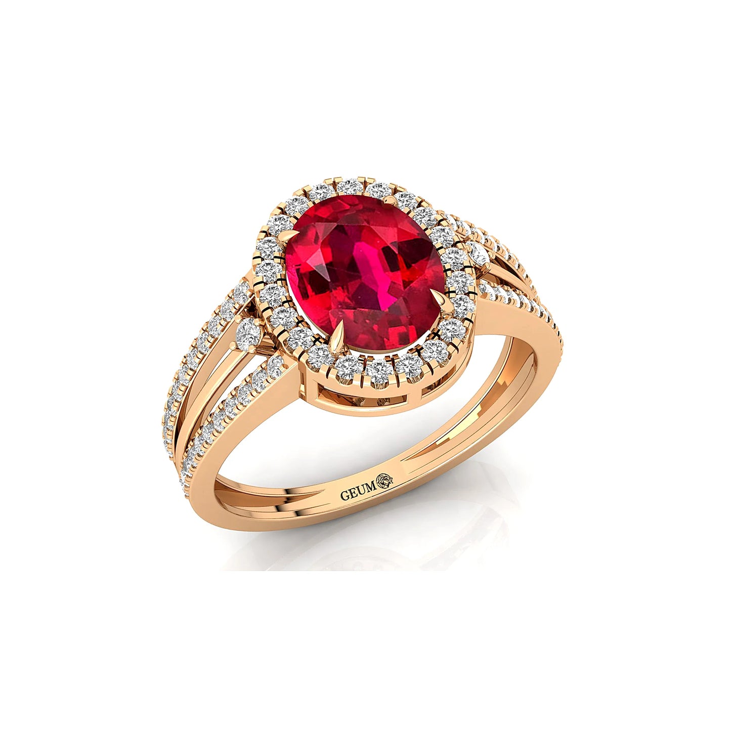 14K Gold IGI Certified Lab Grown Ruby & Natural Diamond Split Band Design Solitaire Rings Luxury Party Wedding Birthstone Ring