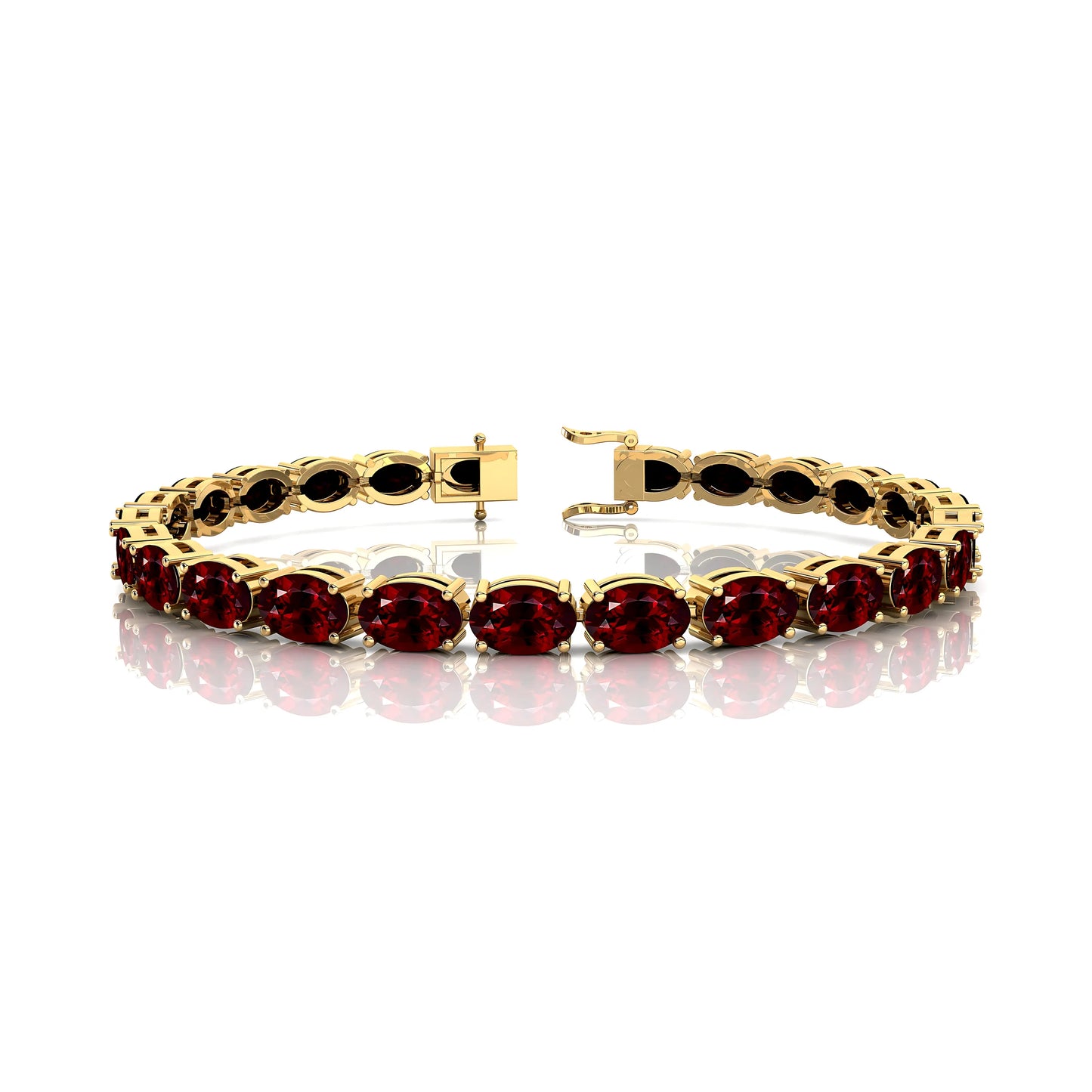 10K 14K Solid Gold Natural Red Garnet Tennis Bracelet Oval Cut 6x4 mm Gemstone 18K Pure Gold Tennis Bracelets for Gifts Parties
