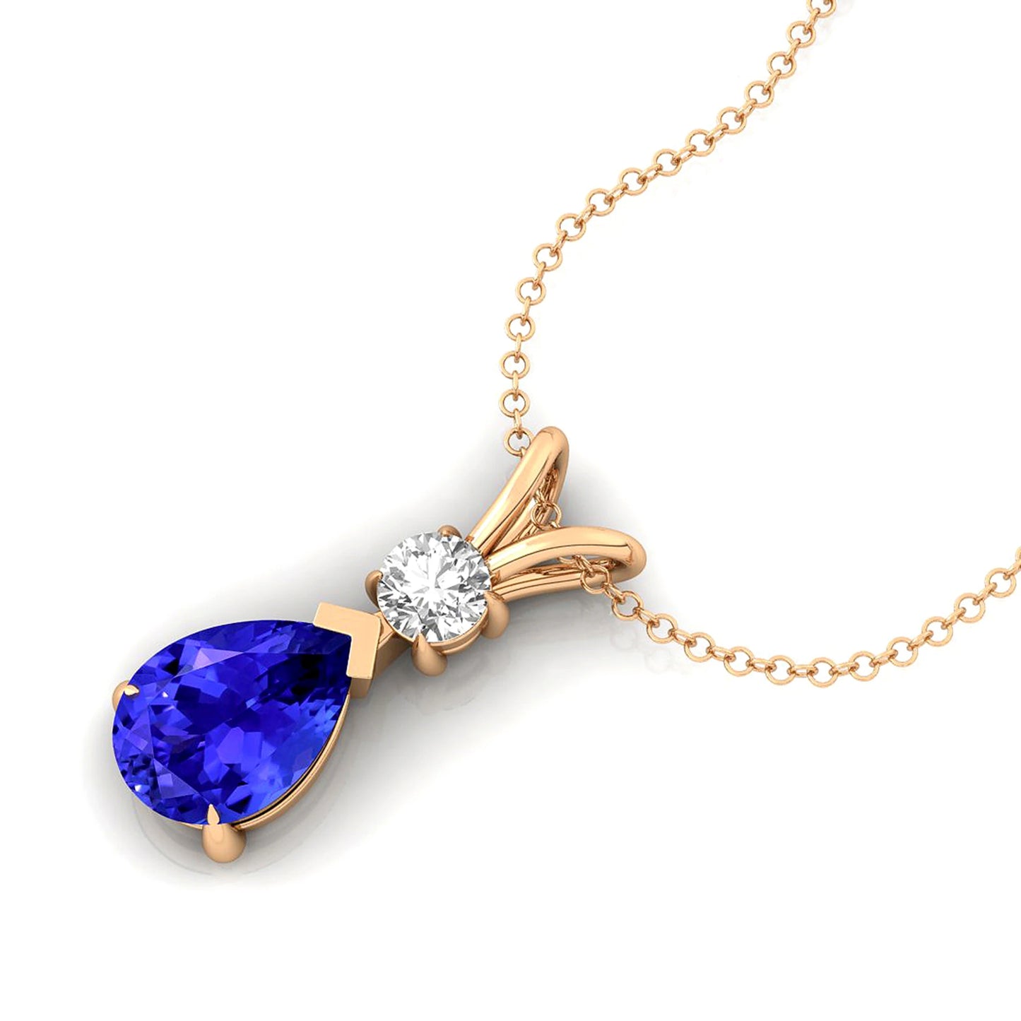 Beautiful Pear Shape Natural Tanzanite Gemstone Pendant Handmade Luxury Fine Jewelry With Small Diamond 14k Solid Gold
