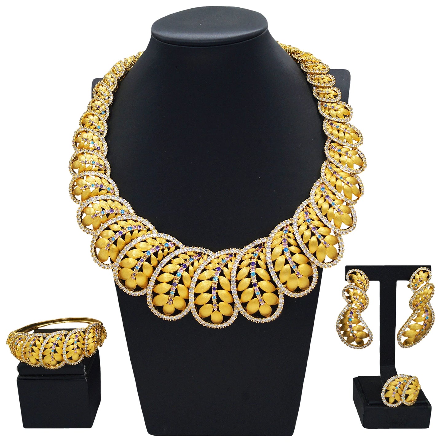 Zhuerrui New Design Sense Jewelry Set American High-end Diamond Series Ladies Classic Inheritance Wedding Four SetsHZ24746228