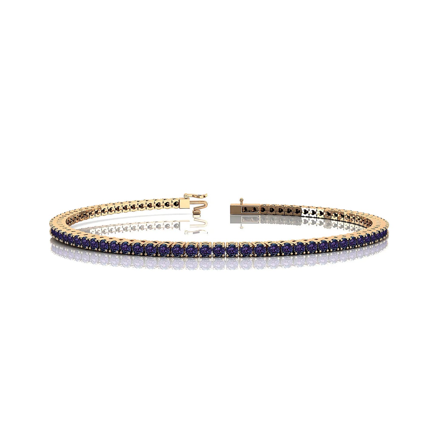 Pure 14K Gold Lab Grown Alexandrite Tennis Chain Bracelet-Fine Jewelry Gift Certified Wedding Wear Gold Unisex Tennis Bracelet