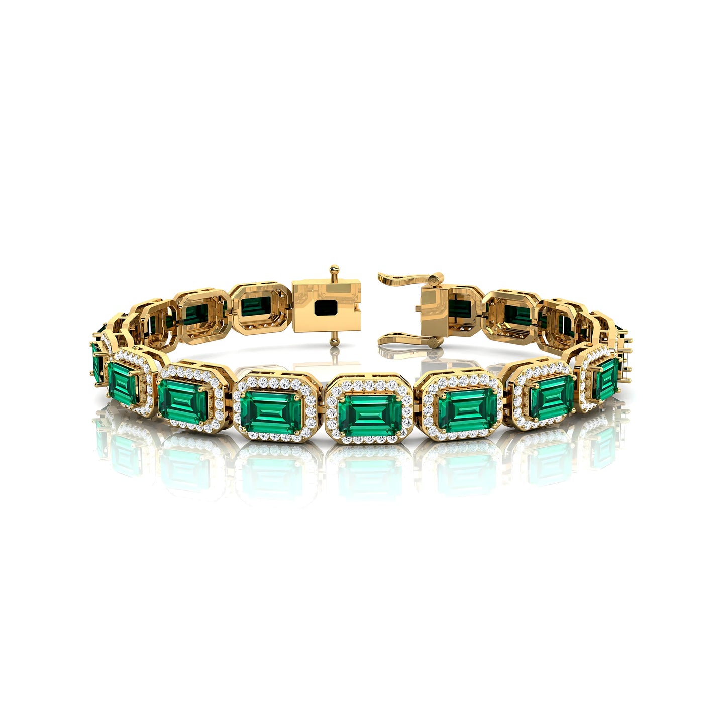 Natural Emerald Gemstone & Real Diamond Studded Luxury Handmade Tennis Bracelet 14k Pure Gold Prong Set Emerald Tennis Bracelets