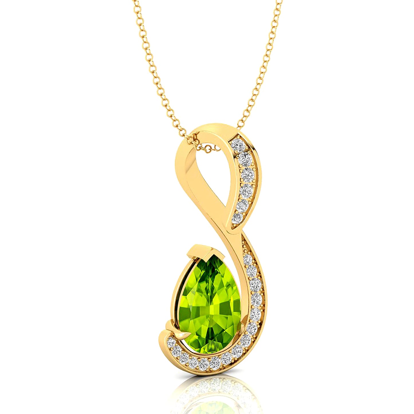 Pear Cut Natural Peridot Gemstone & Real Diamond Charm Pendant in 18K Solid Gold Pendant Custom Bridal Fine Jewelry OEM ODM