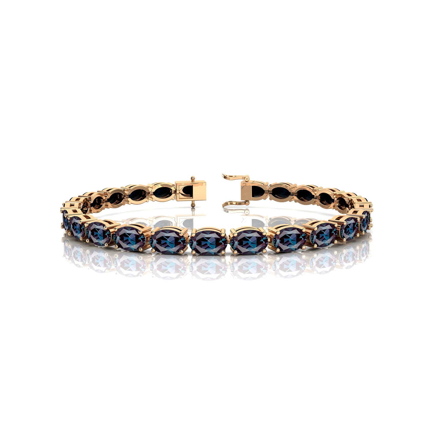 Unique Lab Grown Alexandrite Bracelet 14K Pure Gold Alexandrite Tennis Bracelet Bridal Wedding Women Alexandrite Chain Bracelet