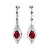 Flawless Design 18K Solid Gold Lab Ruby Gemstone Cute Engagement Wedding Party Gift Women Wear Diamond Dangle Drop Earrings Sets