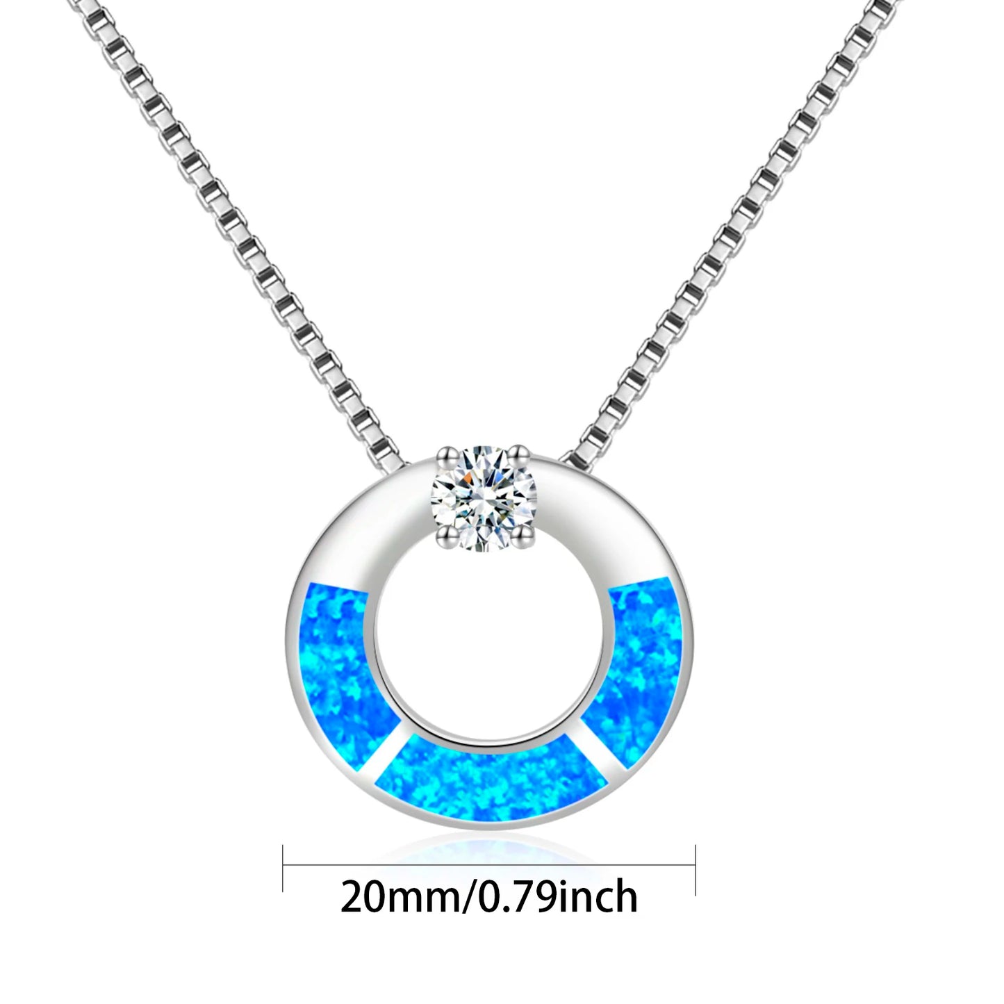 Aobao Opal Pendant Necklace - Blue Fire Opal Inlaid Geometric Design | Coastal Nature Jewelry Bulk Gifts