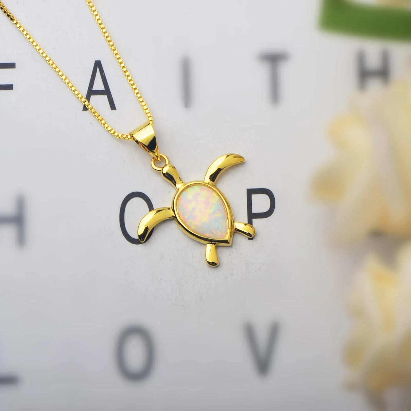Tiktok Ins Fashionable Sporty Christian Gold Plated Brass Copper Alloy Link Chain Animal Shape Opal Pendant Necklace for Party