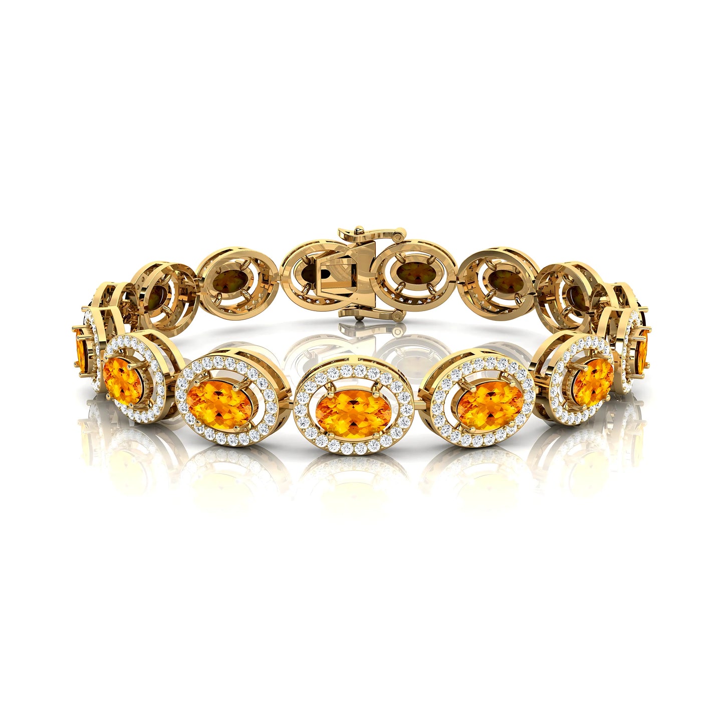 14kt Gold Natural Oval Cut Citrine & Round Diamond Tennis Bracelet Fine Jewelry Wedding Wear Unisexual 2025 Trendy Bracelets RTS