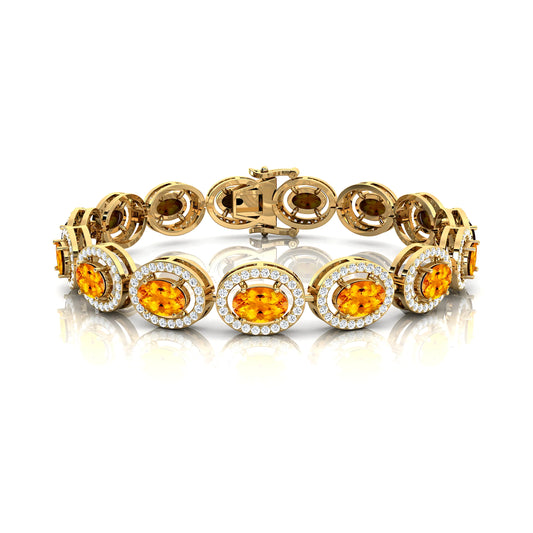 14kt Gold Natural Oval Cut Citrine & Round Diamond Tennis Bracelet Fine Jewelry Wedding Wear Unisexual 2025 Trendy Bracelets RTS