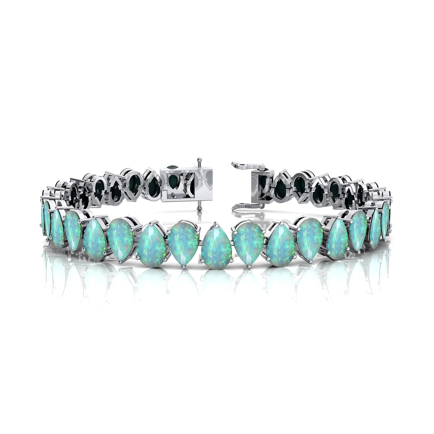 High Quality Natural Pear Cut Ethiopian Opal Tennis Bracelet for Women Light Weight Luxury Gemstone Tennis Bracelets Wholesaler
