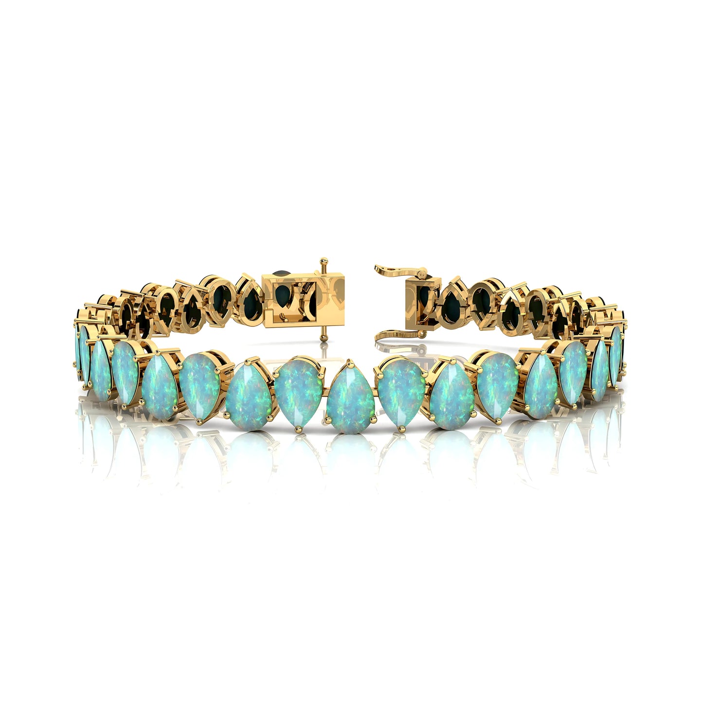 High Quality Natural Pear Cut Ethiopian Opal Tennis Bracelet for Women Light Weight Luxury Gemstone Tennis Bracelets Wholesaler