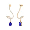 100% Natural Tanzanite Gemstone Fine Real Diamonds OEM Luxurious Trendy Wedding Solid Gold Rhodium Plated Dangling Drop Earrings