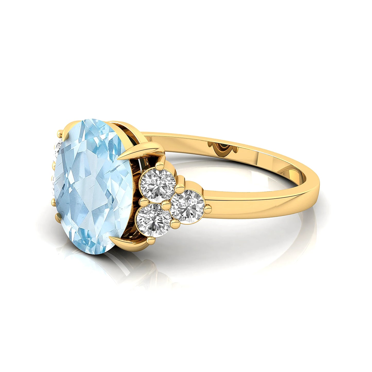 Latest Design Handmade Natural Aquamarine Gemstone Real Diamond Halo Solitaire Rings 18k Solid Gold Prong Setting Ring Jewelry