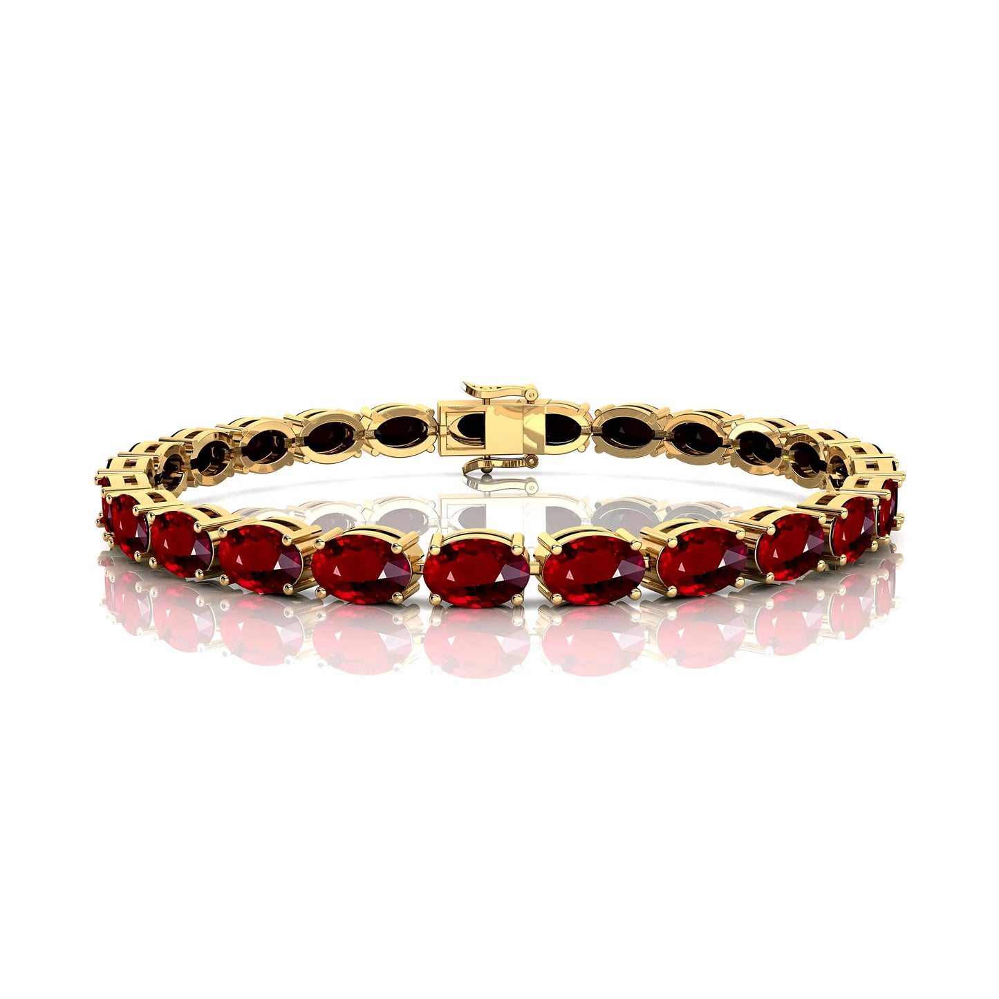 New 2025 Trendy Style 10K 14K 18K Pure Gold Ruby Gemstone Tennis Bracelets Prong Set 6x4mm Oval Cut Natural Ruby Tennis Bracelet