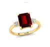Perfect Natural Garnet Gemstone Genuine IGI Certified Diamond Halo Solitaire Ring 18k Pure Gold Luxurious Gift for Her
