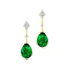 Handmade Cute Dainty Jewelry Lab Grown May Birthstone Emerald Gemstone & Real Diamonds Earrings For Her 18k Gold Rhodium Plated