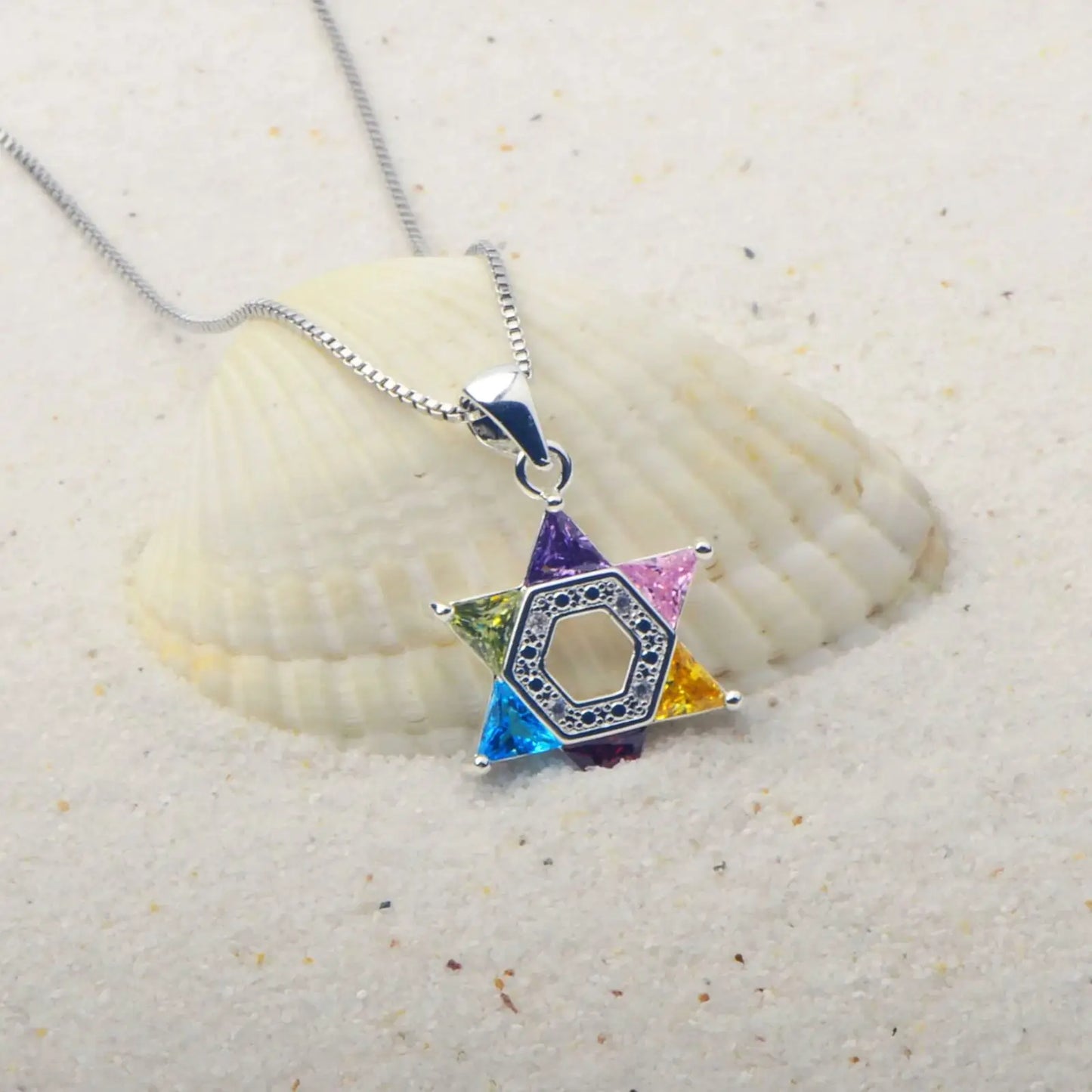 Hot Selling Six-pointed Star Zircon Necklace for Women, European and American Fashion Choker Chain Pendant Necklace