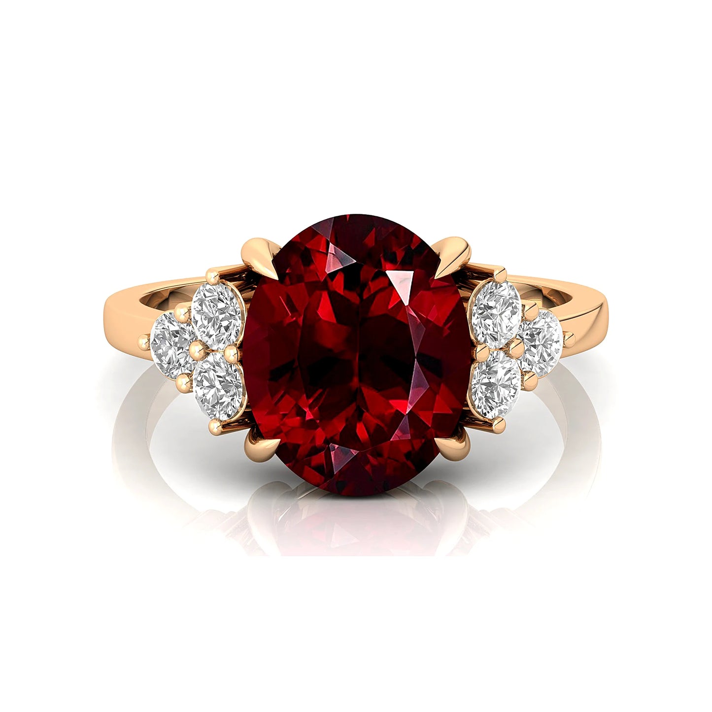 100% Natural Precious Garnet Gemstone Real Diamond Cluster Classic 18k Solid Gold Rings Fine Jewelry Wholesale OEM