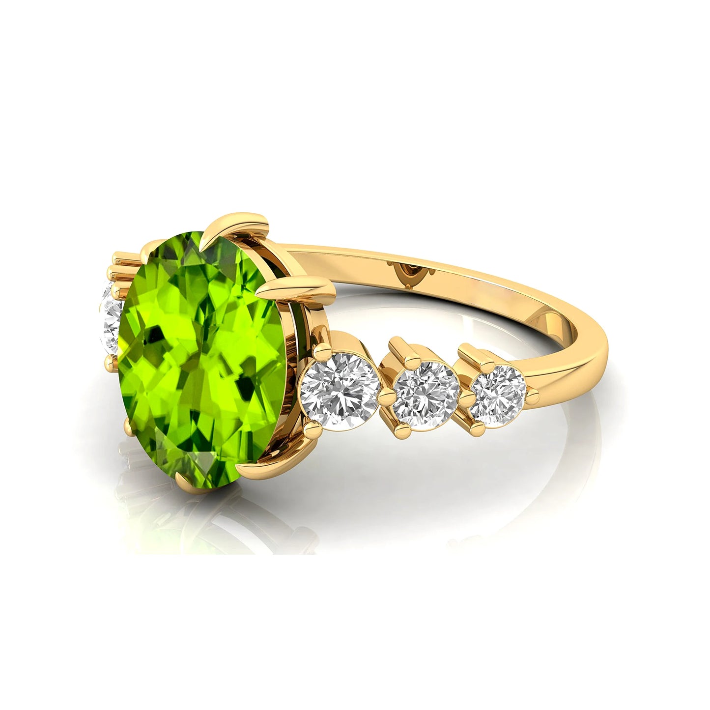 Natural Diamond Round Cut Peridot Gemstone Wedding Ring Solid 14k Pure Gold Handmade Gift Beloved Fine Jewelry Supplier OEM