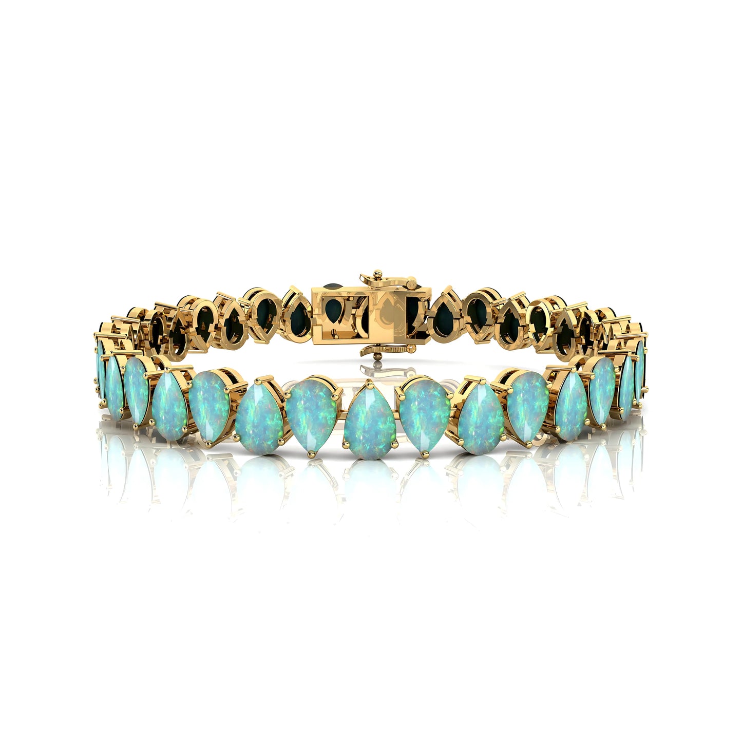 High Quality Natural Pear Cut Ethiopian Opal Tennis Bracelet for Women Light Weight Luxury Gemstone Tennis Bracelets Wholesaler