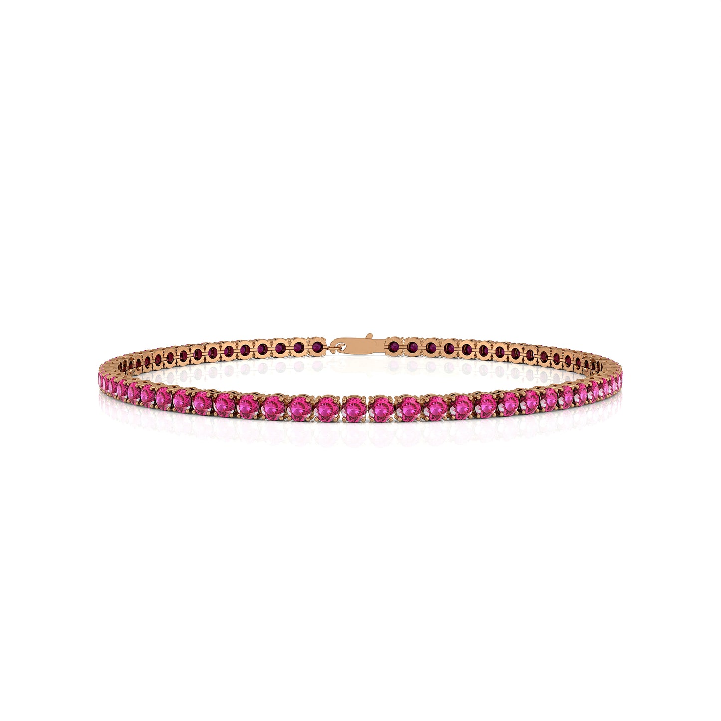 14K Gold Classic Tennis Bracelet Natural Pink Sapphire Cut Gemstone 2.00 Ctw Customized Size for Wedding Party Gift-Direct