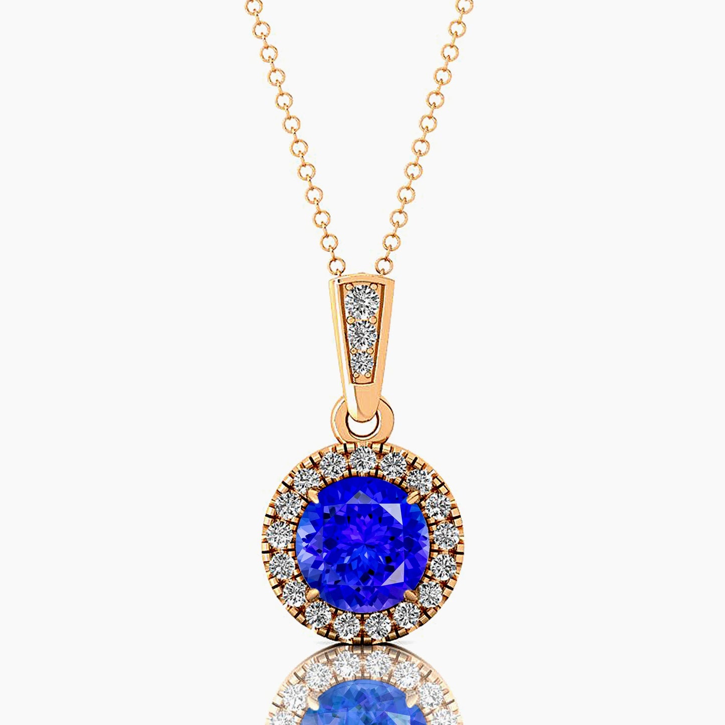 Latest Trendy Design Solid Gold Cute Pendant Real Diamonds Featuring Natural Tanzanite Gemstone Rhodium Plated Jewelry For Women