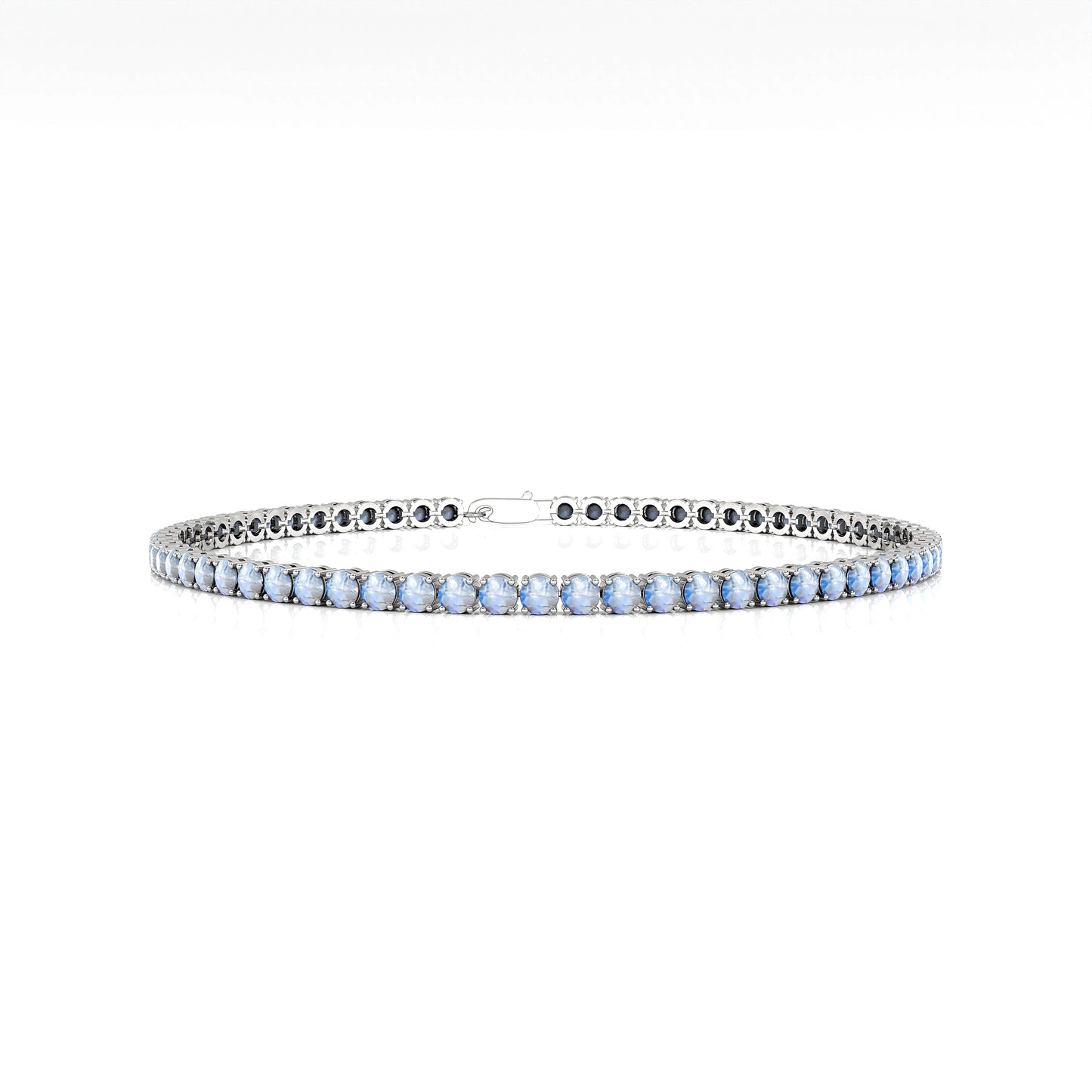 New Arrival Natural Rainbow Moonstone Cut Gemstone Tennis Chain Bracelet 14K Solid Gold Fine Jewelry Gift