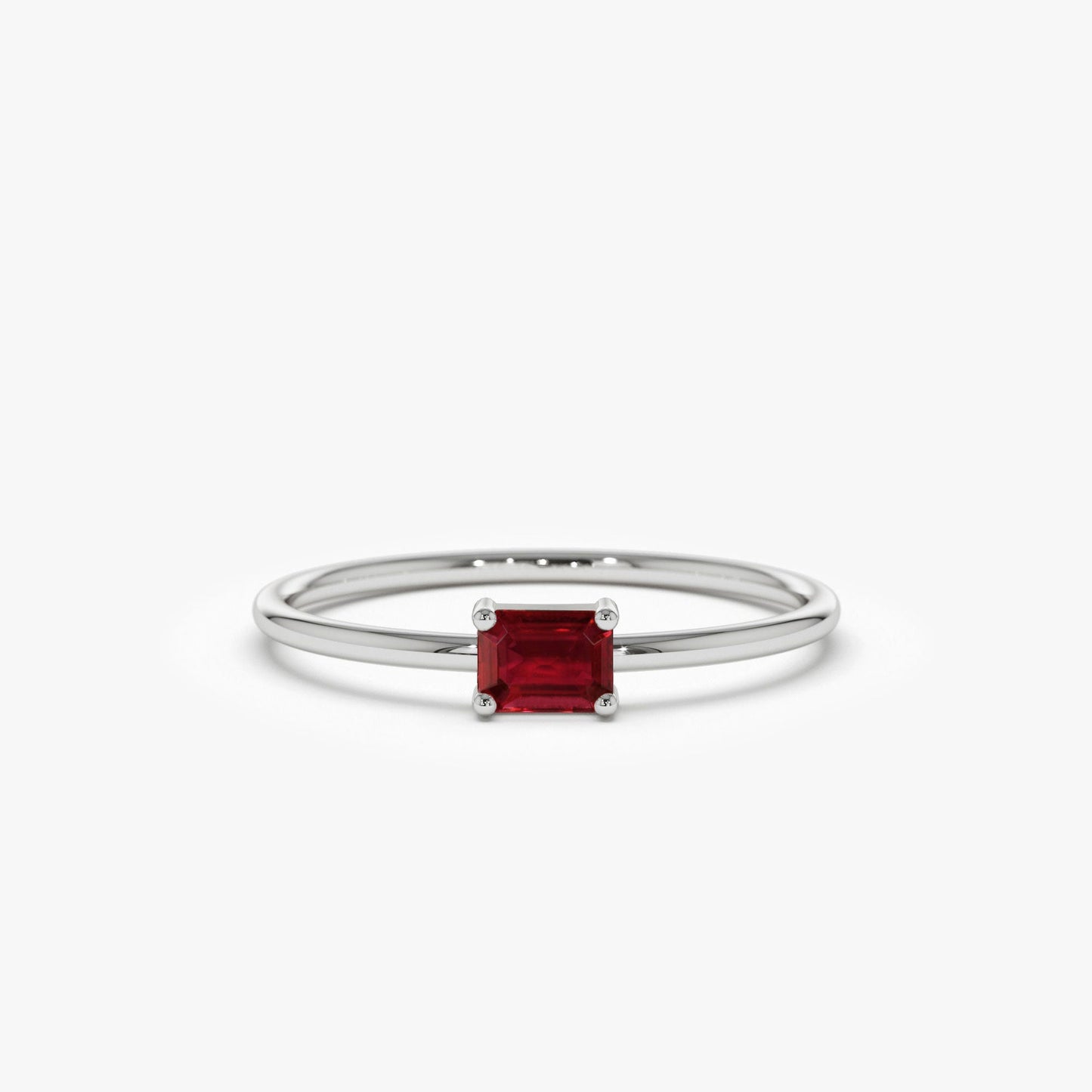 Wholesale Custom Hot Selling 14k Solid Gold Natural Ruby Ring 5 x 4 MM Octagon Cut Ruby Gemstone Simple Design Rings for Women