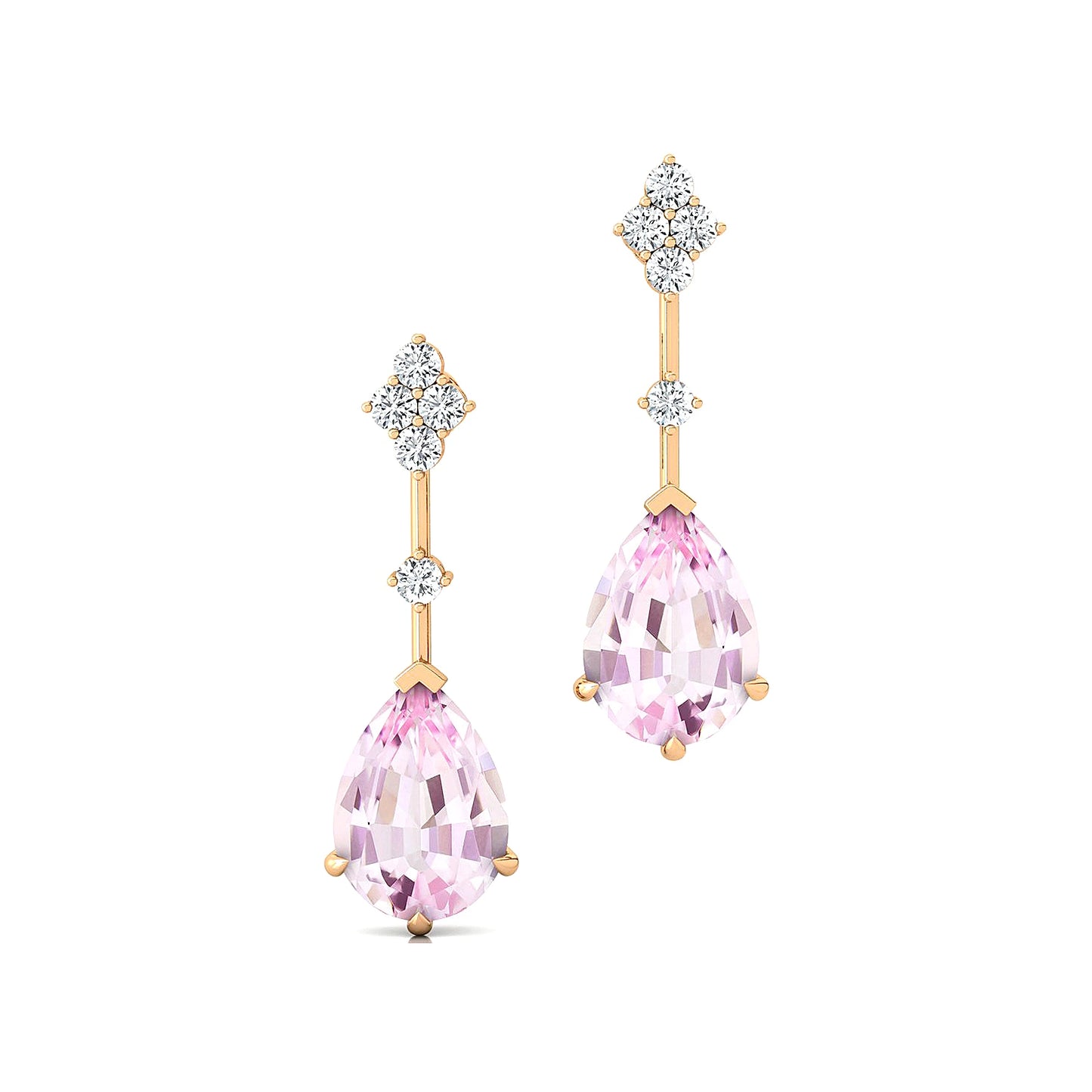 Handmade 100% Authentic Natural Morganite Diamonds Earrings For Her 18k Solid Gold Jewelry Cute Party Gift For Her ODM OEM