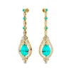 High Quality 18k Solid Gold Handmade Lab Grown Paraiba Tourmaline Real Diamonds Fashionable Dangle Drop Earrings Wedding Party