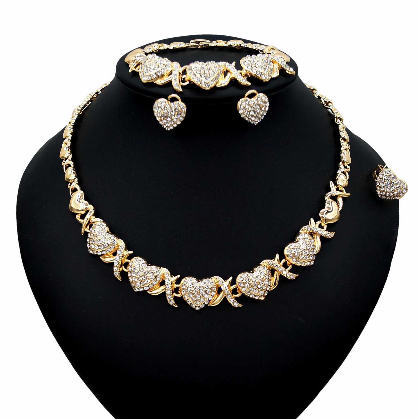 Zhuerrui Big Heart Hugs and Kisses I Love You Jewelry Set American Heart to Heart Xoxo Jewelry Sets Wedding Party Woman X0103