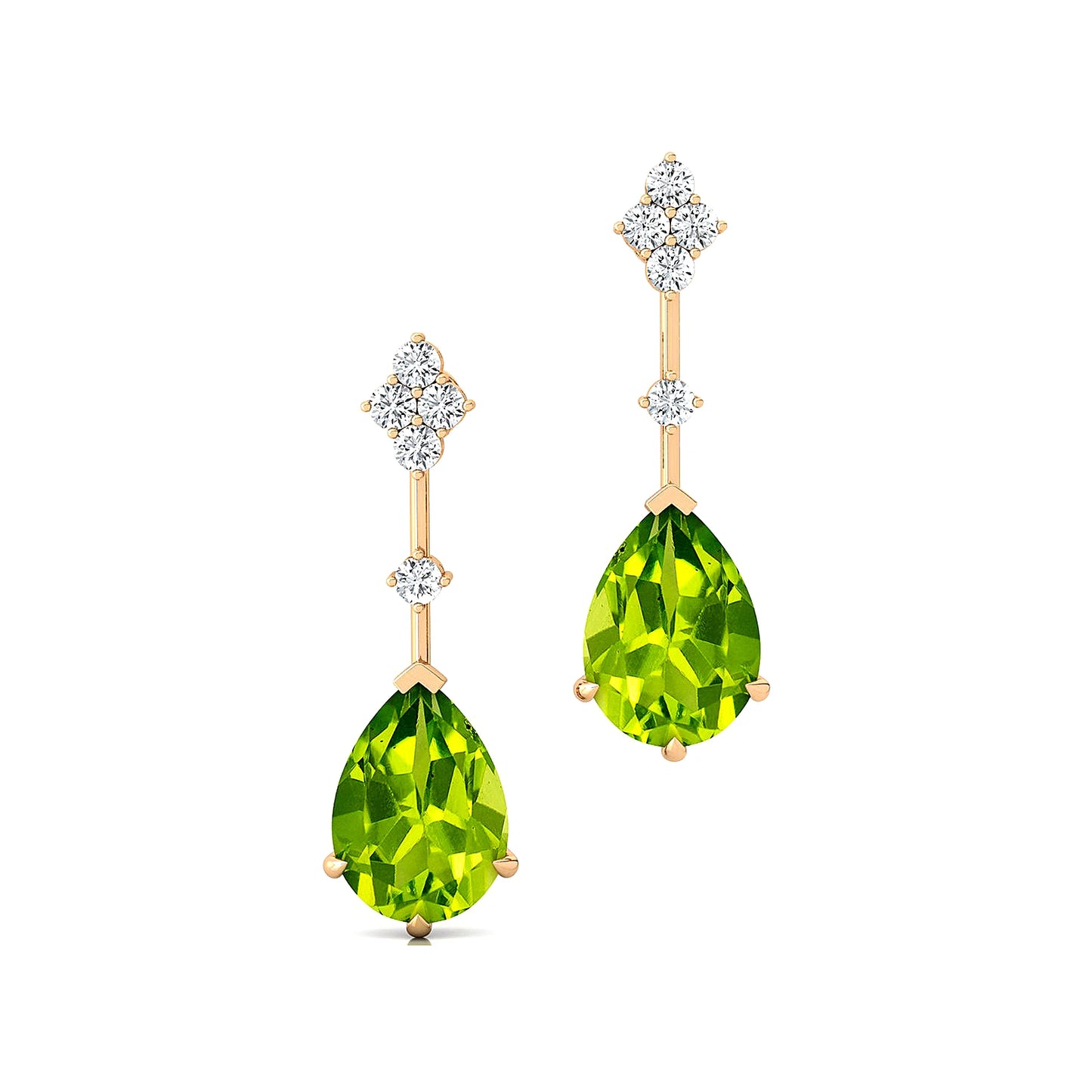 Cute Dainty Stud Earrings 18k Solid Gold Natural Peridot Gemstone Certified Real Diamonds Drop Earrings For Women Anniversary