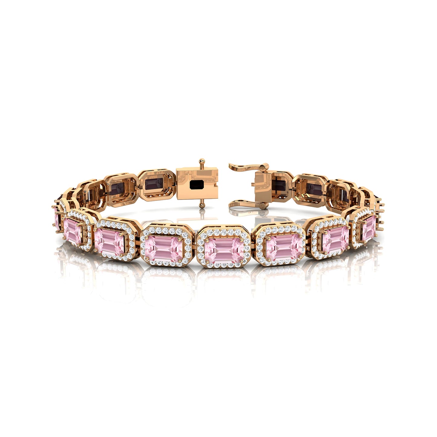 Real 10K 14K 18K Pure Gold Real Diamond & Pink Morganite Tennis Bracelet for Women Elegant 2025 Bridal Engagement Fine Jewelry