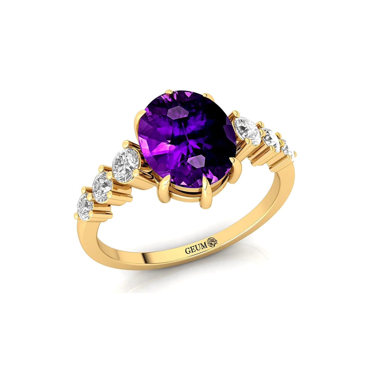 Solid 14k Yellow Gold Natural Amethyst Gemstone & Diamond Delicate Solitaire Wedding Anniversary Ring Handmade Fine Jewelry Bulk
