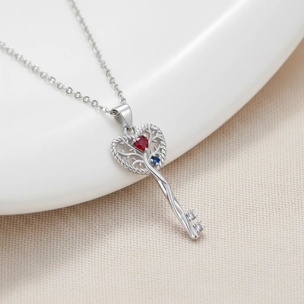 REDheart Silver Plated Celtic Knot Love Rose Necklace Angel Wings Key Necklace Rose Heart Tree of Life Heart Key Necklace for Womens Gift