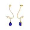 100% Natural Tanzanite Gemstone Fine Real Diamonds OEM Luxurious Trendy Wedding Solid Gold Rhodium Plated Dangling Drop Earrings